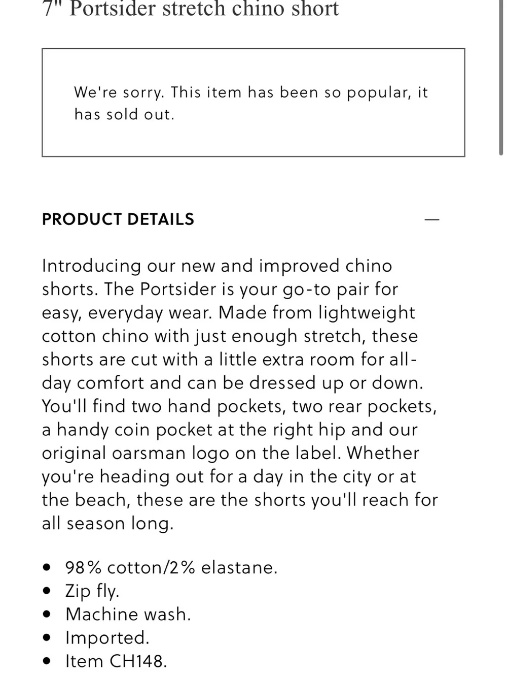 J. Crew 7” Portsider Chino Shorts